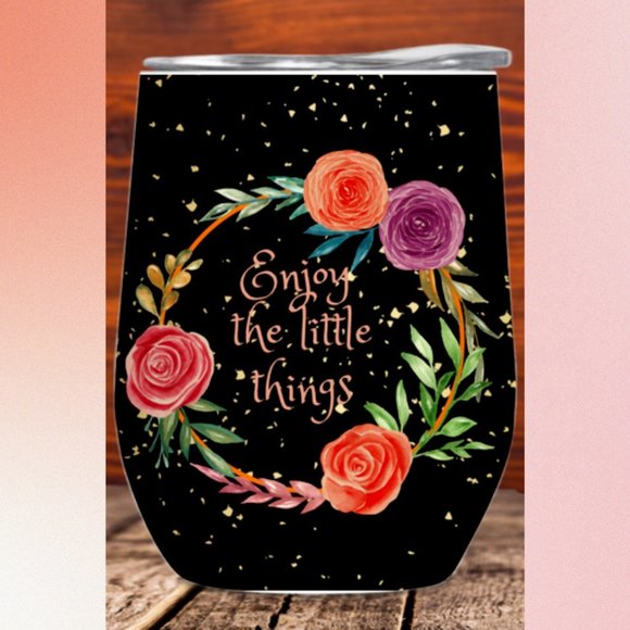 Stemless Wine Cup Wine Glass Tumbler with Lid - Picture 1 of 2